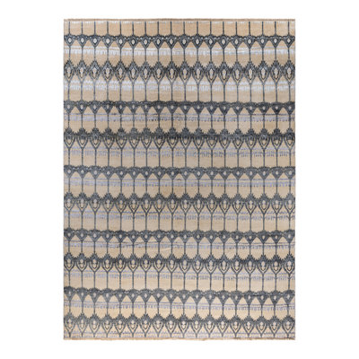 Tapis unique noué à la main Colletti - ivoire, 9 pi 0 po x 12 pi 0 po