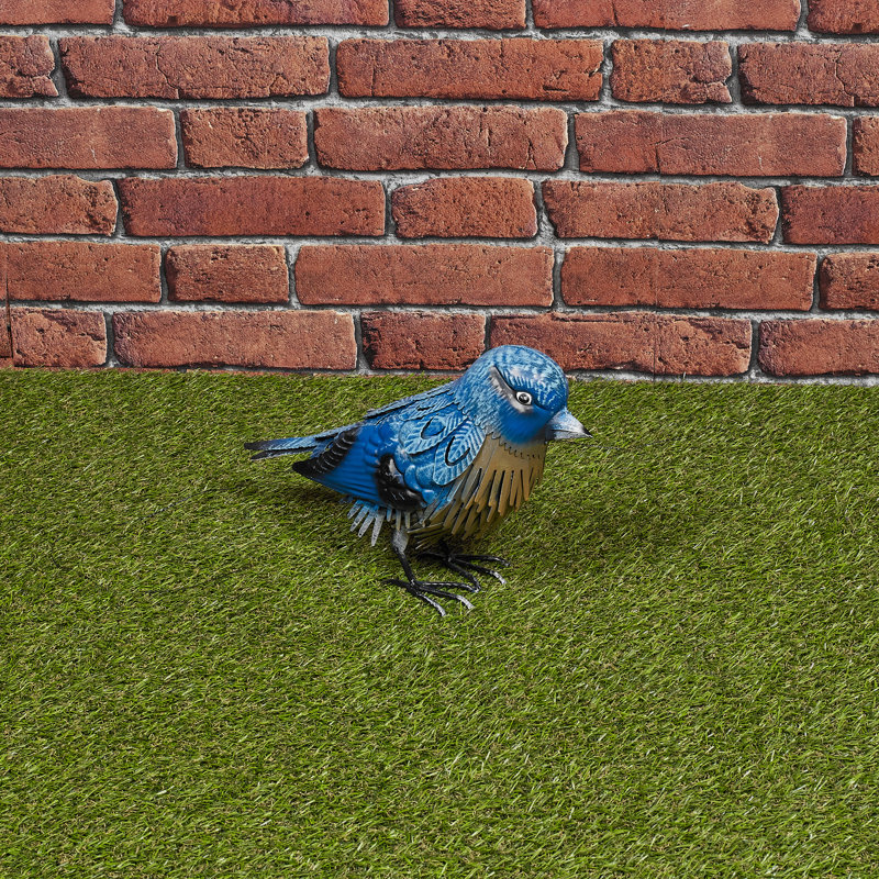 Harlsden Bird Metal Garden Statue, Blue