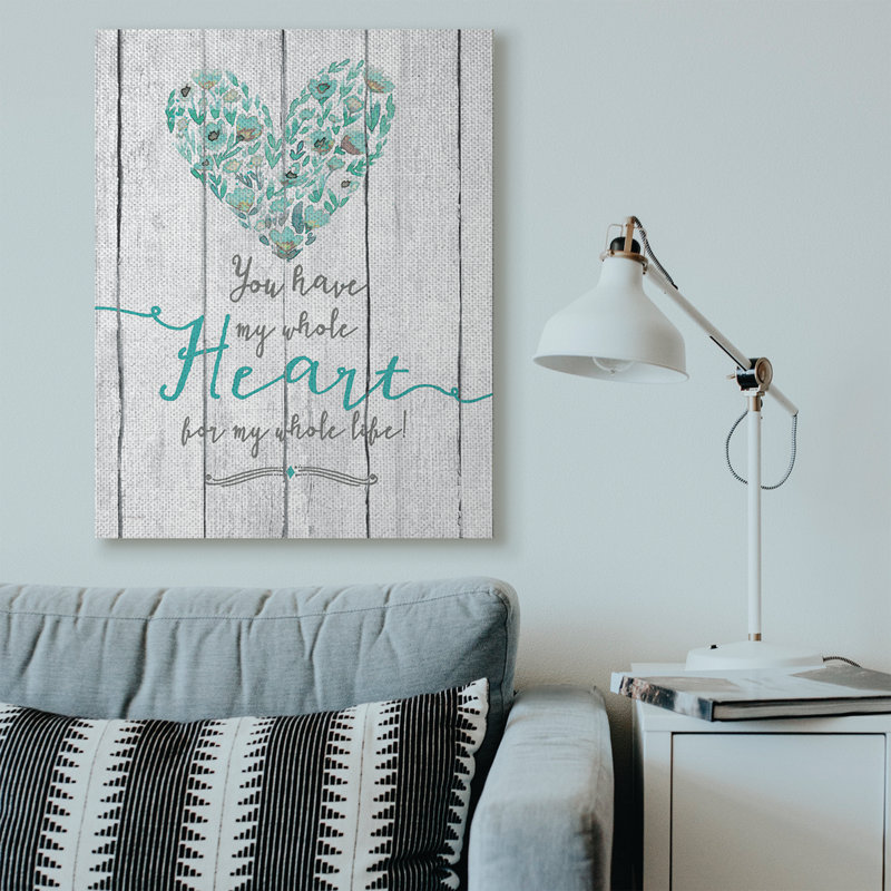 «My Whole Heart» - impression d'art graphique, H 36 po x l 48 po, Toile tendue