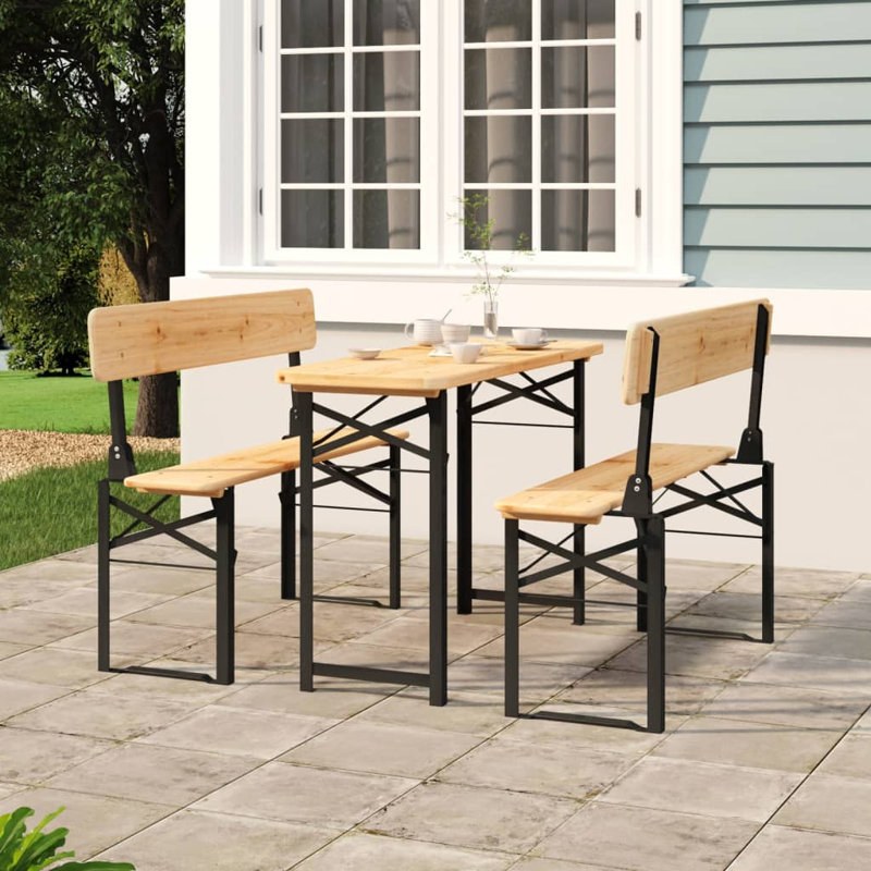 Roslanowick Rectangular Fir Folding Outdoor Dining Table , 115.5cm cm W 46cm cm D