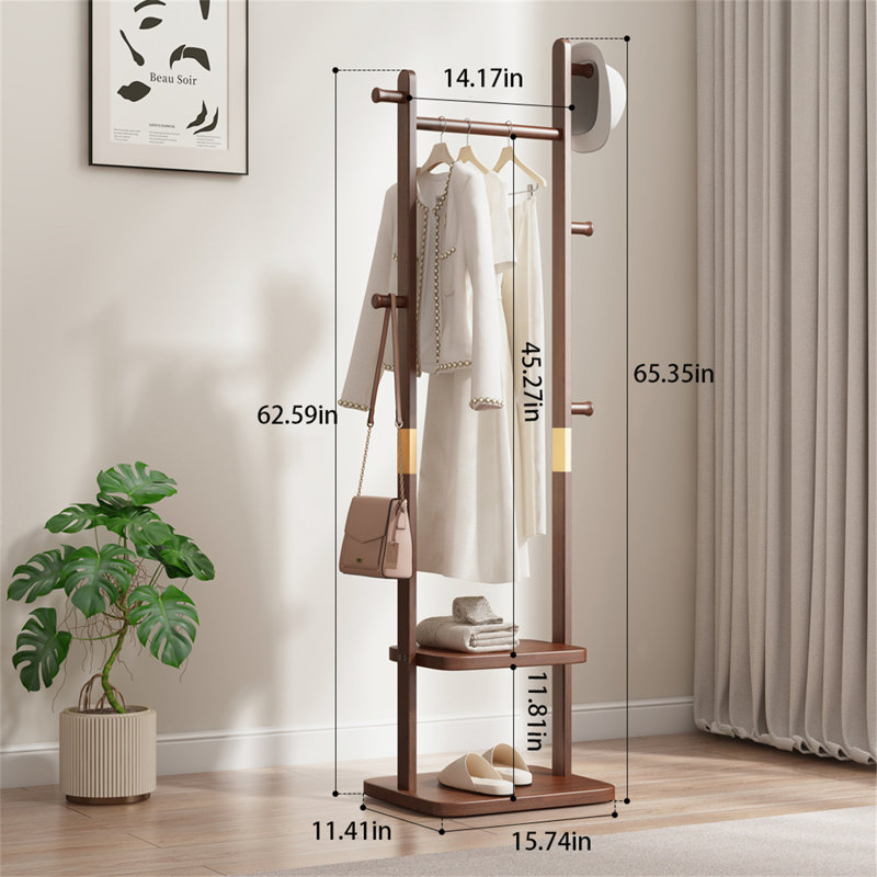 Simpliwood Solid Wood Clothes Stand, Brown