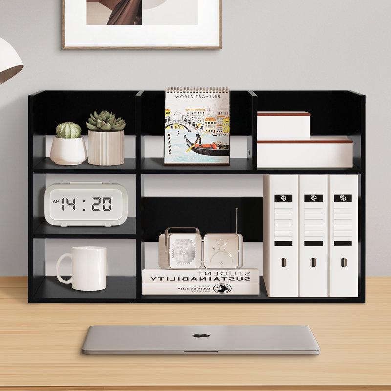 Ionie Bookshelf Office Desktop Organizer, Black