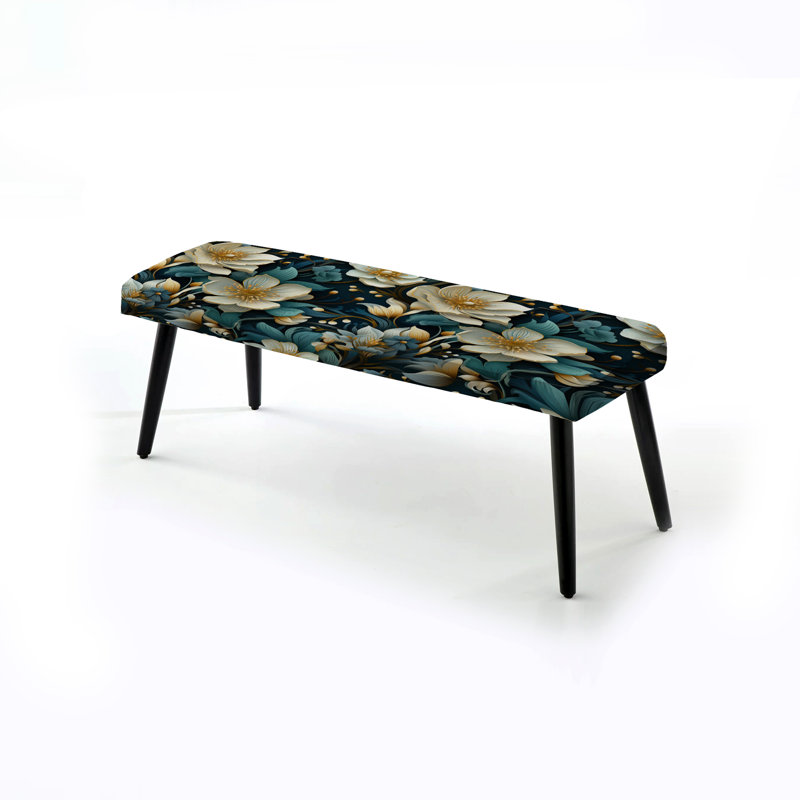 Banc rembourré floral noir, Vins verts et beiges I