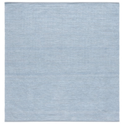 Tapis bleu en coton recyclé et viscose Elyh