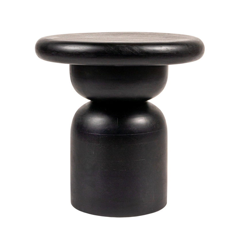 Table d'appoint ronde en bois de manguier, Noir