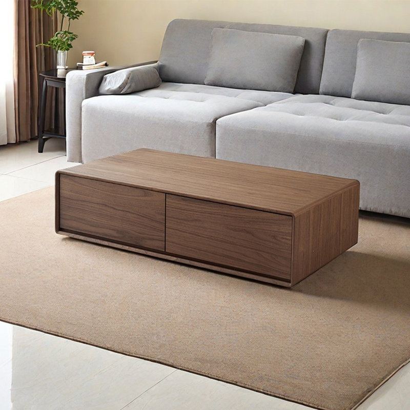 Table de salon moderne et simple rectangulaire, Noyer, Noyer foncé, H 13,8 po x L 55,1 po x l 31,5 po