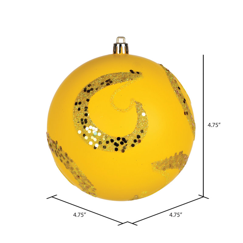 Ornement boule mat à paillettes, Jaune