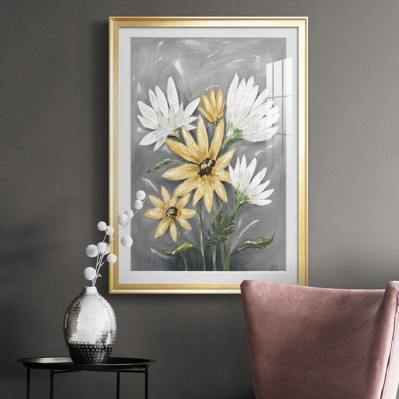 " Summer Daisies I ", 24.5" H x 18.5" W x 1" D, Gold