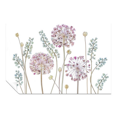 Pastel Pink Flower And Green Seed Pods - No Frame Print