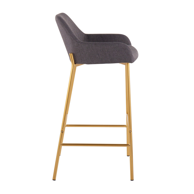 Tabouret de bar à hauteur fixe en métal et tissu - ensemble de 2, Doré