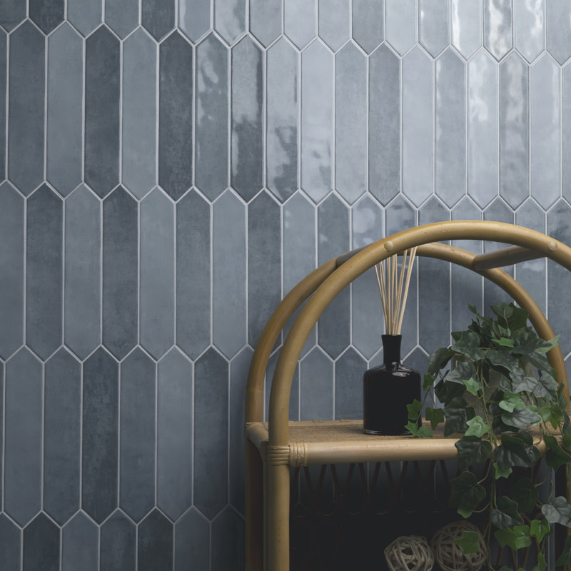 MSI Renzo Glossy Ceramic Picket Wall Tile, Denim