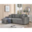 Canapé-lit modulaire réversible en tissu bouclé gris 97 po Seraphina II avec méridienne de rangement, porte-gobelets, port de chargement USB et coussins décoratifs