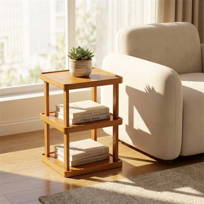 3-tier Expandable Folding Bamboo Storage Rack, Space-saving Storage Solution, No Assembly Required