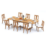 11 Pcs Grade-A Teak Wood Dining Set: 118" Double Extension Mas Rectangle Trestle Leg Table And 10 Osborne Armless Chairs #11OS2500