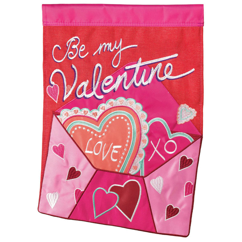 Drapeau de jardin en polyester à 2 côtés valentine, H 18 po x l 13 po