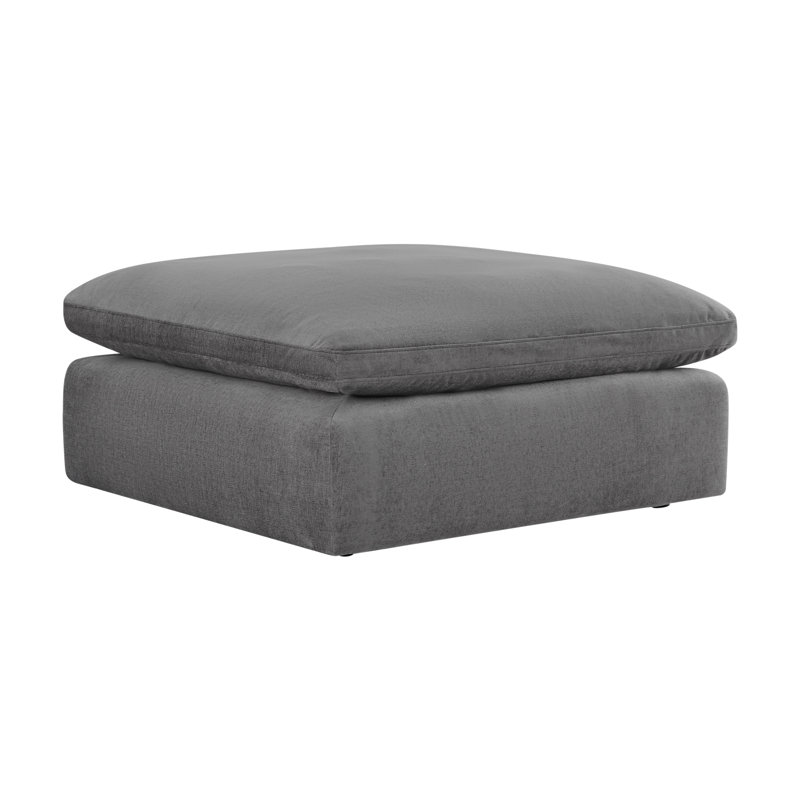 Salha Velvet Ottoman, Dark Gray Velvet