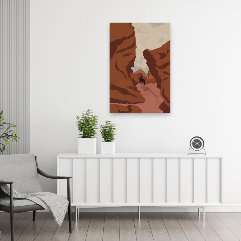 «Canyon Landscape II», reproduction de paysage cheval contemporain, 36" H x 24" W