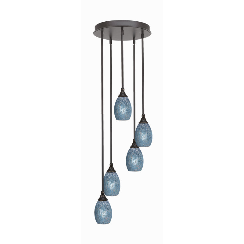 Luminaire suspendu suspendu grappe 5 lumières Aleily, Granit foncé