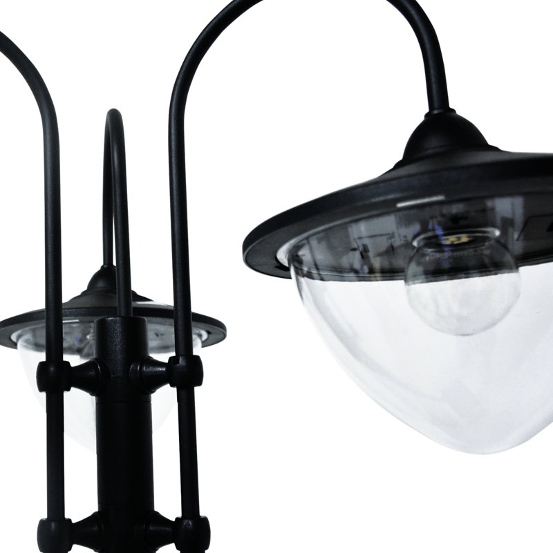 74.5" 3 Solar Lamp Post With Planter - Automatic Outdoor Lighting, 6 Hour Max, Black Finish For Patio & Driveway Street High, ,