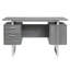Bureau gris avec tiroirs et rangement-379489254