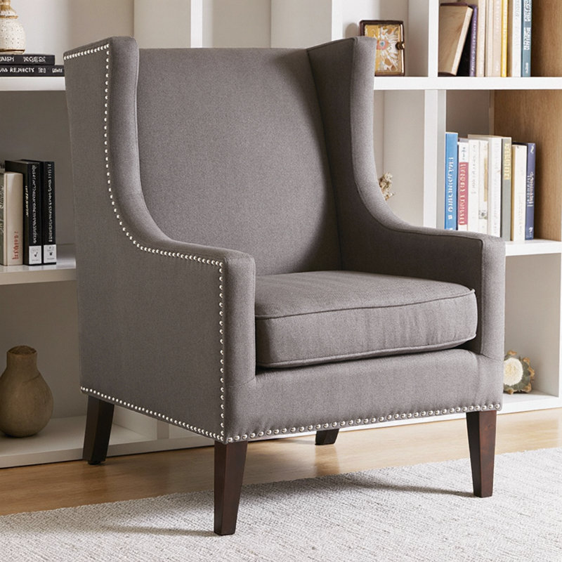 Multicolore fauteuil à oreilles Barton, Gris foncé
