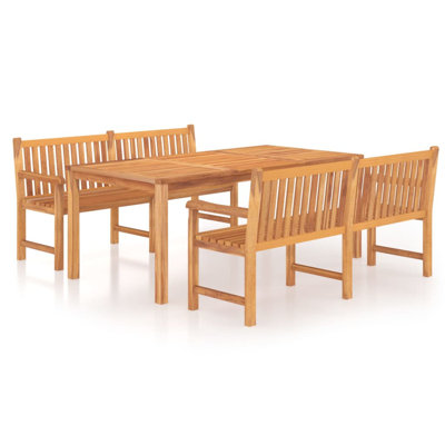 Zia 4 - Person Teak Solid Wood Patio Dining Set Rectangular Table