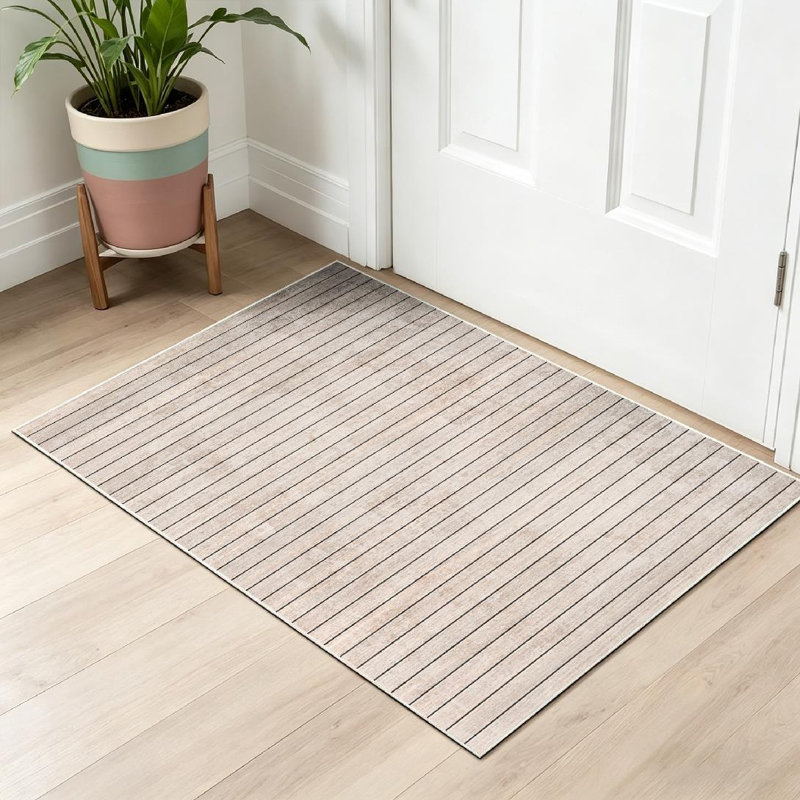 Tapis d'intérieur lavable à la machine en bois brun clair
