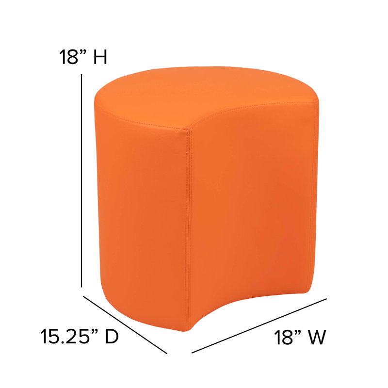 Orange Plywood Moon Ottoman for Classrooms, 18" Seat Height