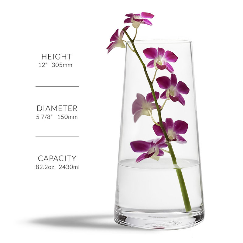 Vase de table en verre 12 pouces A Advik, capacité de 82 oz