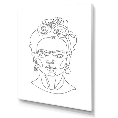«Frida Kahlo One Line in Flower Wreath», reproduction d'art sur toile