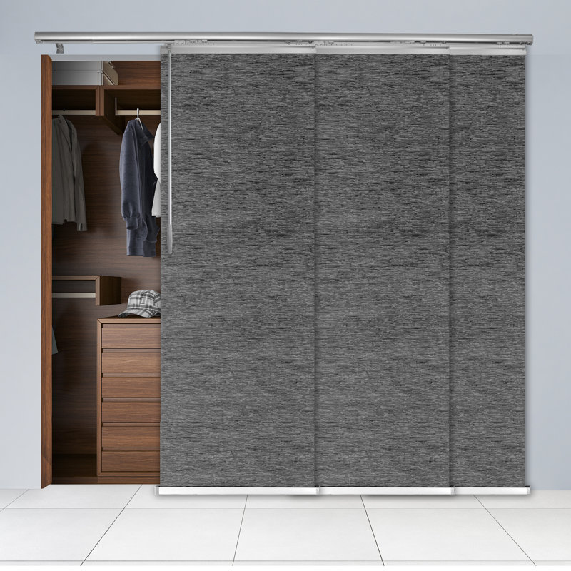 Rail semi-transparent gris anthracite 3 panneaux à rail simple extensible 36-66 po x H 94 po, largeur de panneau 23,5 po