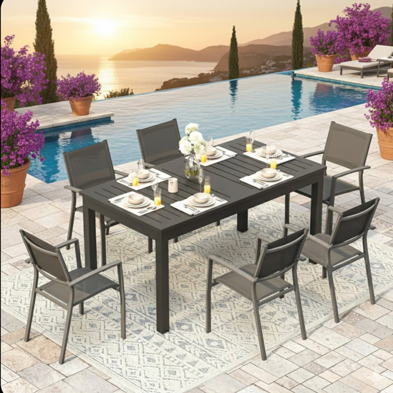 63"-92" Extendable Aluminum Outdoor Dining Table