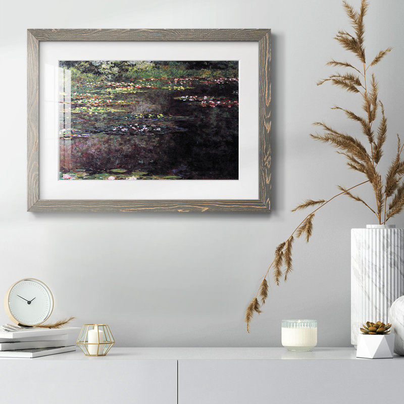 «Water Lilies, Water Landscape # 5» par Monet, reproduction d'art sur papier, Gris, H 28 po x l 42 po x P 1,5 po