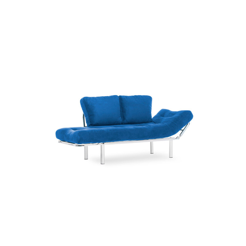 Canapé convertible à dossier large de 61 po Addora, 100 % polyester bleu