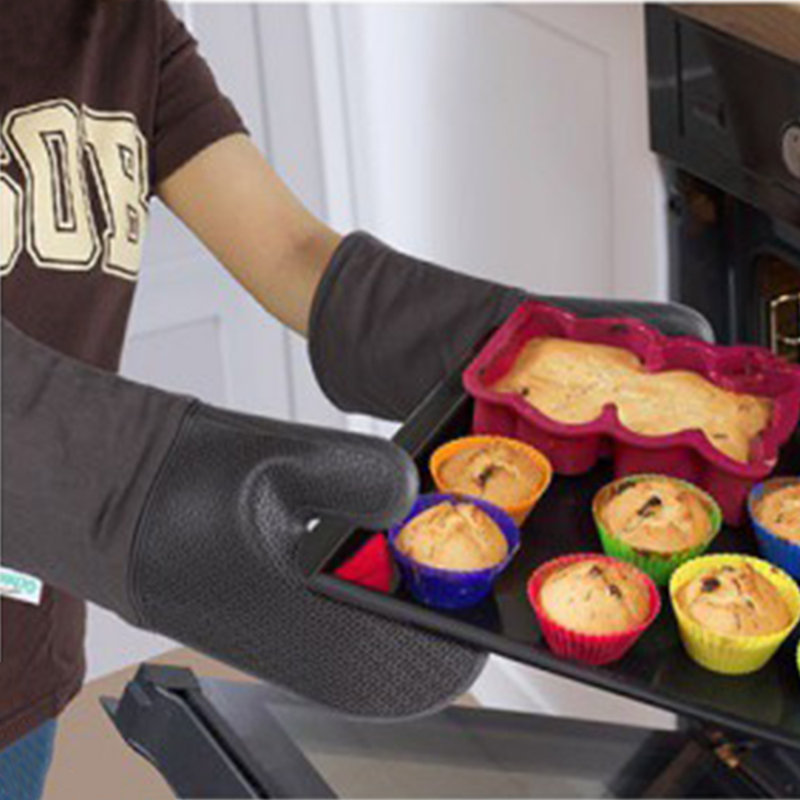 Naiyafly Silicone Potholder & Oven Mitt Set, Gray