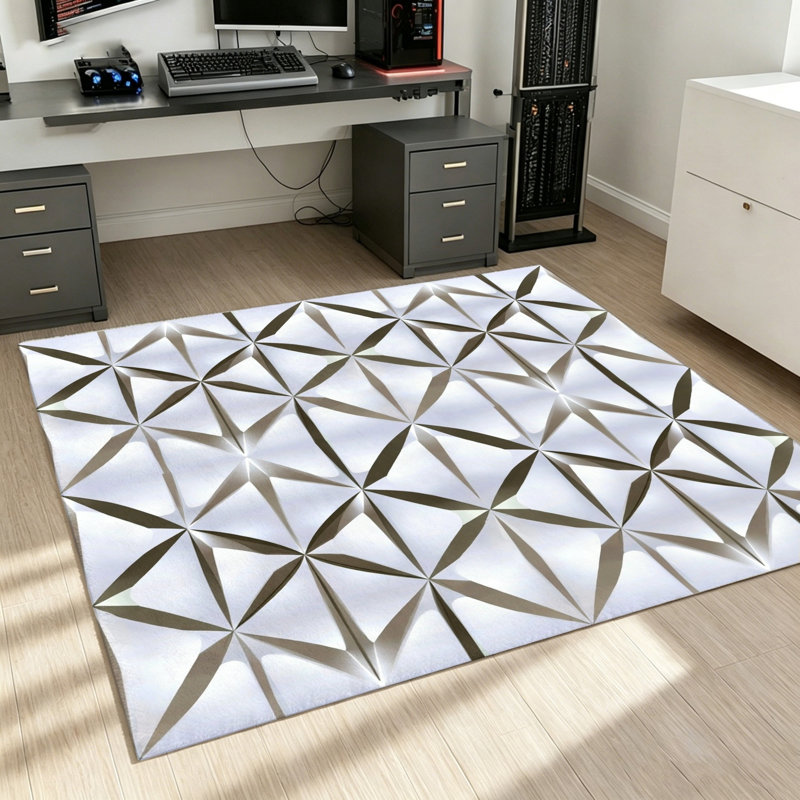 Geometric Pattern Area Rug, Modern Soft Plush, Stain Resistant Non-Slip Machine Washable Shag, Indoor Floor Mat for Living Room, Bedroom, Entryway, Home Office and Dining Spaces