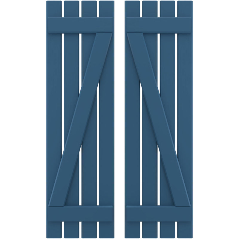 Volets de planche-n-lattes avec barre en Z (par paire) Americraft (2 lattes), Bleu séjour, 15 1/2", 42"