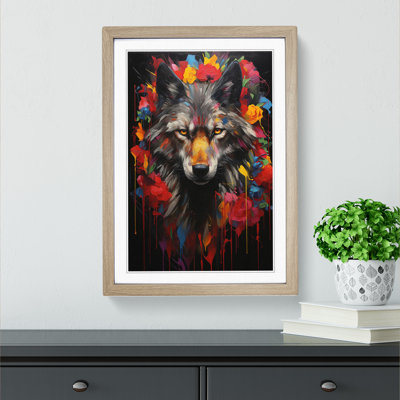 XYZ-FRM-V1223-1700 Wolf Neo-Plasticism - Single Picture Frame Print on Wood