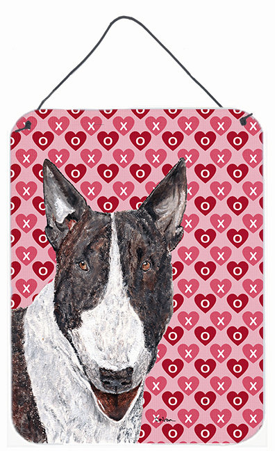 «Burniece Hearts Love and Valentine's Day», reproduction sur bois, Bull-terrier (noir et blanc)