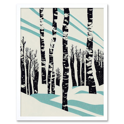Modern Birch Tree Forest Winter Stencil - Rectangle Print
