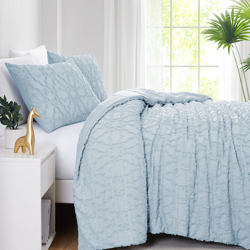 Ensemble d'édredon en microfibre à motif de jacquard de la collection Marrakech par Southshore Fine Linens, Bleu