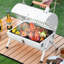 Barbecue portatif au charbon avec support chauffant, poignée en bois, barbecue de table pour barbecue extérieur, pique-nique de camping, patio, noir