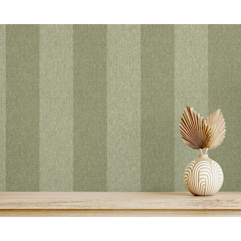 Papier peint à rayures Finn, Vert