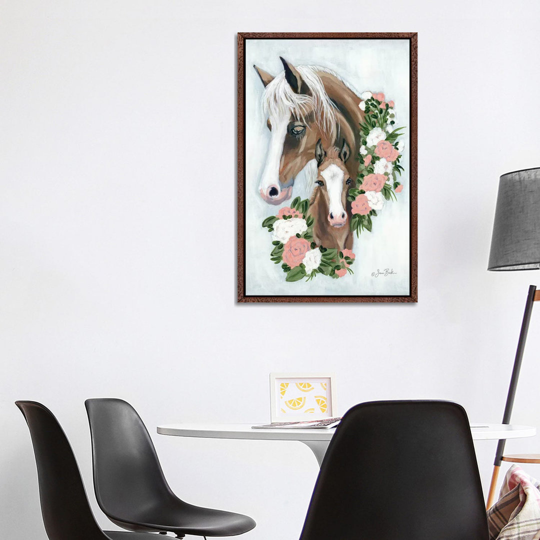 Floral Ponies von Sara Baker - Galerie-verpackte Leinwand Giclée auf Leinwand