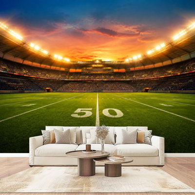 light american soccer stadium football stadium Sports Wall Mural Peel and Stick Wallpaper Modern Self Adhesive Wall Decor for Bedroom Living Room 100" L x 144" W