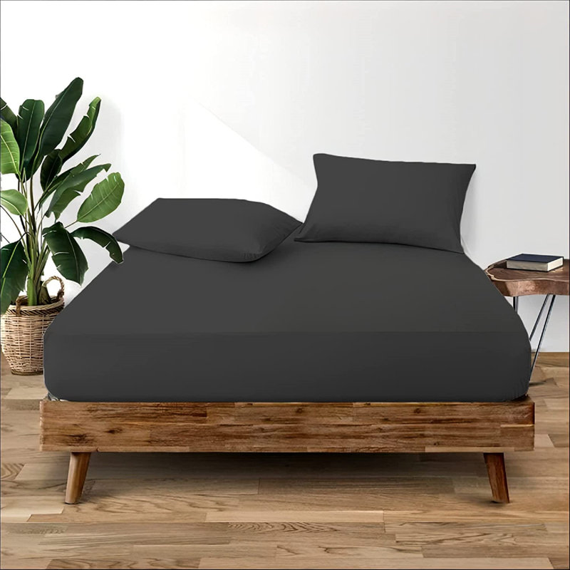 Janoshan Premium Egyptian Cotton Fitted Sheet, Charcoal, Super King (6')