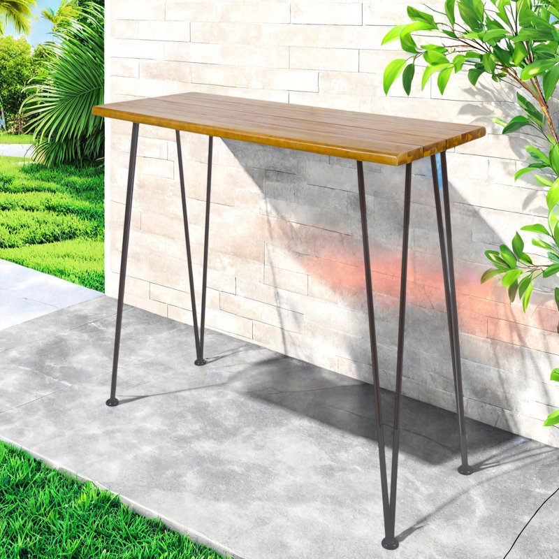 Tables de patio industrielles en bois d'acacia, 47,25 x 18,25 x 40 po, pour le divertissement rustique