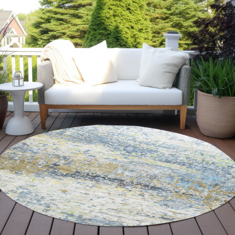 Tapis d'intérieur / extérieur bleu Talia , 8 pi x 8 pi