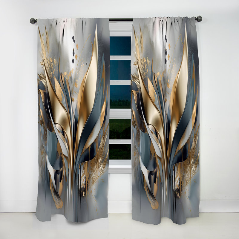 Abstract Shapes And Lines IV - Modern Velvet Curtain - Room Darkening - 1 panel, 52" W x 120" L