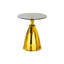 Petite petite table d'appoint avec pieds en acier au carbone doré et verre trempé gris portatif pour un look élégant avec pieds en verre élégant et moderne